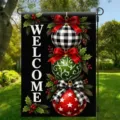 Festive Christmas Welcome Garden Flag with Ornaments and Holly for Outdoor Yard Decor - Welcome Ornaments (Q-002) / 30x45cm / Colorful