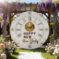Elegant round New Year photography backdrop with golden clock face and disco ball design - Roman Numeral Clock and Golden Disco Ball (Y-003) / 5FT (150cm Diameter)