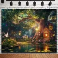 Dreamy magic forest wonderland backdrop tapestry for kids fairy tale photography - 95x75cm / YD-BJB294