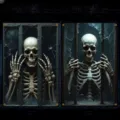 Gruselige Halloween-Fensterbanner mit Skelettdruck für festliche Party-Dekorationen - Eisenfenster Skelett (C-008) / 120x80cm