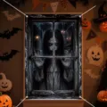 Spooky Halloween Fensterhintergrund Banner mit gruseligem Geisterprint für Horror-Party Deko - 120x80cm / C-006