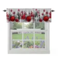 Christmas window valance red baubles snowflakes holiday kitchen curtain home decor new - CM-015