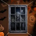 Gruselige Halloween-Fensterabdeckung mit Skelett für Party- und Gartendeko - 120x80cm / C-008