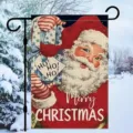 Vintage Santa Claus garden flag with Merry Christmas text for outdoor holiday yard decor - Santa Claus (Q-004) / 30x45cm / Colorful