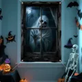 Horror-Fenster-Hintergrundtuch mit Geist für Halloween-Party und Raumdekoration - 120x80cm / C-010