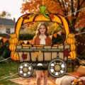 Halloween pumpkin carriage photo booth prop backdrop for autumn party photography - Pumpkin Carriage Hollow Backdrop (DAYX006) / 150x140cm