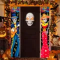 Stendardo Porta Giorno dei Morti Halloween Coppia Scheletro Messicano Decorazione - Stile Messico Giorno dei Morti (SDL-003) / 30x150cm