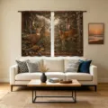 Cortinas vintage estilo rústico con impresión digital de ciervos para sala de estar. - 66x91cm (Dos Piezas) / CL-002
