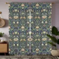 Retro botanical print window curtains, vintage floral drape for living room bedroom decor. - 55x150cm (Set of 2 Panels) / CL-003