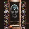 Banner sospesi Dia de los Muertos teschi colorati insegna da portico per decoro principale - Stile Messico Giorno dei Morti (SDL-004) / 30x150cm