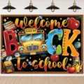 Kleurrijke Welcome Back to School banner achtergrond voor klaslokaal en schoolfeest - SBJ-001 / 95x75cm