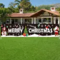 Grote kerstbanner voor in de tuin met sneeuwpop en kerstman voor buiten decoratie - Kerstman en Sneeuwpop Stijl (SHF-011)