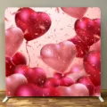 Mur de fond carré en tissu avec ballons cœur rouges pour mariage et cabine photo de fête - Style (KMX-003) / 230x230cm (Simple Face)
