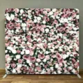 Support de fond carré portable avec mur de fleurs de roses pour mariages et fêtes - Style Mur de Roses (KMX-004) / 230x230cm (Simple Face)