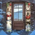 Festliche Weihnachts-Türbanner mit Schneemann- und Rentier-Illustrationen - SDL-005 Stil / 30x150cm