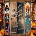 Day of the Dead porch banner Halloween skeleton couple door hanging decoration outdoor decor - Mexico Day of the Dead Style (SDL-006) / 30x150cm
