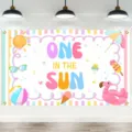 Sommer Strand Thema ONE IN THE SUN Hintergrund für den ersten Geburtstag Banner - Sommerstrand-Stil (SBJ-002) / 95x75cm