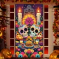 Day of the Dead door banner with traditional sugar skull and marigold designs - Style 6 / 90x180cm