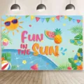 Farbenfroher Sommer-Sonne-Strand-Hintergrund für Kindergeburtstage und Poolpartys - Sommer Sonne Strand Stil (SBJ-004) / 95x75cm