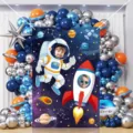 Weltraum Party Hintergrund Astronaut Fotostand Requisite Gesicht Ausschnitt Dekoration - Astronaut Weltraum Foto Hintergrund / 150x100cm