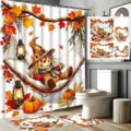 Fall Thanksgiving 4-piece bathroom set with scarecrow and pumpkin pattern design - Single Shower Curtain 90x180cm / YL-001