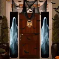 Halloween door banner set featuring spooky ghost prints with glowing skull and bat accents - Ghost Luminous Set / 30x150cm (SDL-001) / Black Ghost Banner