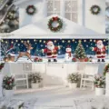 Outdoor Christmas banner featuring vintage cartoon Santa Claus and reindeer print design - Christmas Cartoon (SHF-003) / 30x120cm
