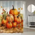 Herbstliche Kürbis- und Ahornblätter-Aquarell-Duschvorhang für das Badezimmer - Einzelner Duschvorhang 90x180cm / Herbst Aquarell Muster (YL-016)