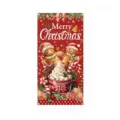 Weihnachts-Türbanner mit festlichem Lebkuchenmann- und Kakao-Becher-Aufdruck - Dunkelrot Doppel Lebkuchen Stil (ML-005) / 90x180cm