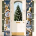 Christmas outdoor door banners featuring cute snowman with gold hat and scarf - Golden Hat Snowman Style (SDL-009)