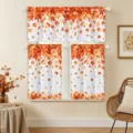 Juego de cortinas cortas de cocina con estampado de hojas de arce otoñales para Acción de Gracias - Cenefa Individual (CL-006) / Cenefa 138x45cm