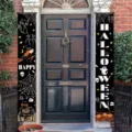 Halloween porch banners featuring ghosts and pumpkin prints for festive door decor - Pumpkin Ghost Witch Black Cat Style (SDL-008) / 30x150cm