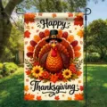 Festive double-sided Thanksgiving garden flag with turkey and autumn maple leaves - Q-010款式 / 30x45cm
