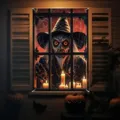 Halloween gruselige Hexe Fenster Wandteppich für Geisterhaus Heimdekoration Setup - 120x80cm / Stil 9
