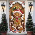 Weihnachts-Türvorhang aus Stoff mit festlichem Lebkuchenmann-Motiv für Dekoration - Lebkuchenmann Stil (ML-011) / 90x180cm