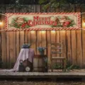 Vintage Santa Claus outdoor banner for Christmas yard fence decoration with rustic charm - Christmas Cartoon (SHF-010)
