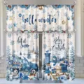 3-teiliges Küchenvorhang-Set im Winter-Design mit Schneemann und blauem Truck - Schabracke / Schabracke 138x45cm / CL-009