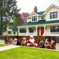 Festive Christmas outdoor fence banner featuring Santa and dogs for yard decoration - Santa Claus and Dogs Style (SHF-011)