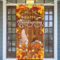 Pancarta de puerta para Acción de Gracias con gnomos y calabazas para la fiesta - Gnomos y Calabazas (ML-011) / 90x180cm