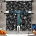Halloween vintage spider web kitchen curtain 3-piece set with valance and tier curtains - Two Tiers (66x91cm) / Style CL-003