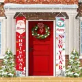 Festive Christmas and New Year door banners featuring Santa and Snowman for holiday decor - Santa and Snowman Style (SDL-014)
