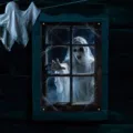 Gruselige Halloween-Fenster-Tapisserie mit Geisterfigur für Spukhäuser und Außendekoration - 120x80cm / Stil 14