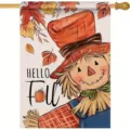 Autumn garden flag featuring a friendly scarecrow and pumpkin, outdoor seasonal yard decoration - Scarecrow Style / 30x45cm (Q-001)