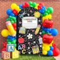 Housse de Fond en Arche Rentrée Scolaire avec Design Composition Book pour Fête - Polyester Ordinaire / 50x120CM