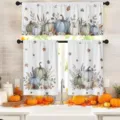 Juego de cortinas de cocina de Acción de Gracias con estampados de calabazas y hojas - Cenefa Individual (CL-011) / Cenefa 138x45cm