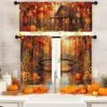 Cortinas de cocina de otoño para Acción de Gracias con estampados de calabazas - Cenefa Individual (CL-013) / Cenefa 138x45cm