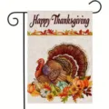 Thanksgiving garden flag featuring a turkey and pumpkins autumn outdoor decoration - 30x45cm (Q-009)