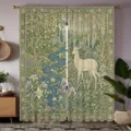 Vintage forest tapestry curtain featuring white deer and elegant floral botanical pattern - 55x150cm (Pair) / Pattern Style 4