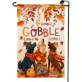 Autumn Thanksgiving garden flag featuring dogs, turkey and pumpkins harvest design - 30x45cm (Q-010)