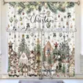Festliches Weihnachts-Küchenvorhang-Set mit Lebkuchenmann und winterlichem Feiertagsdruck - Schabracke / Schabracke 138x45cm / Musterstil YD-SCL005